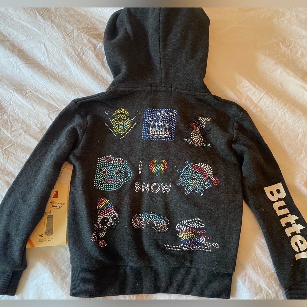 NWT BUTTER SOFT Girls Snow Rhinestone Sweatshirt - Size 4